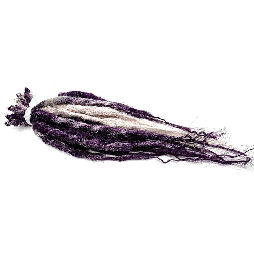 10 SE Single Ended Dark Purple Silver White Dreads Dreadlocks Hair Extensions
