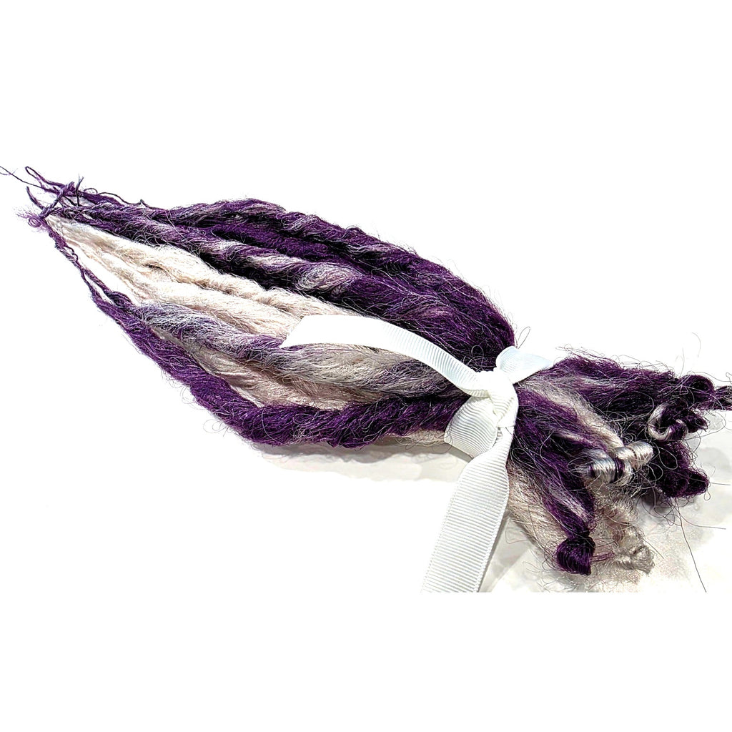 10 SE Single Ended Dark Purple Silver White Dreads Dreadlocks Hair Extensions