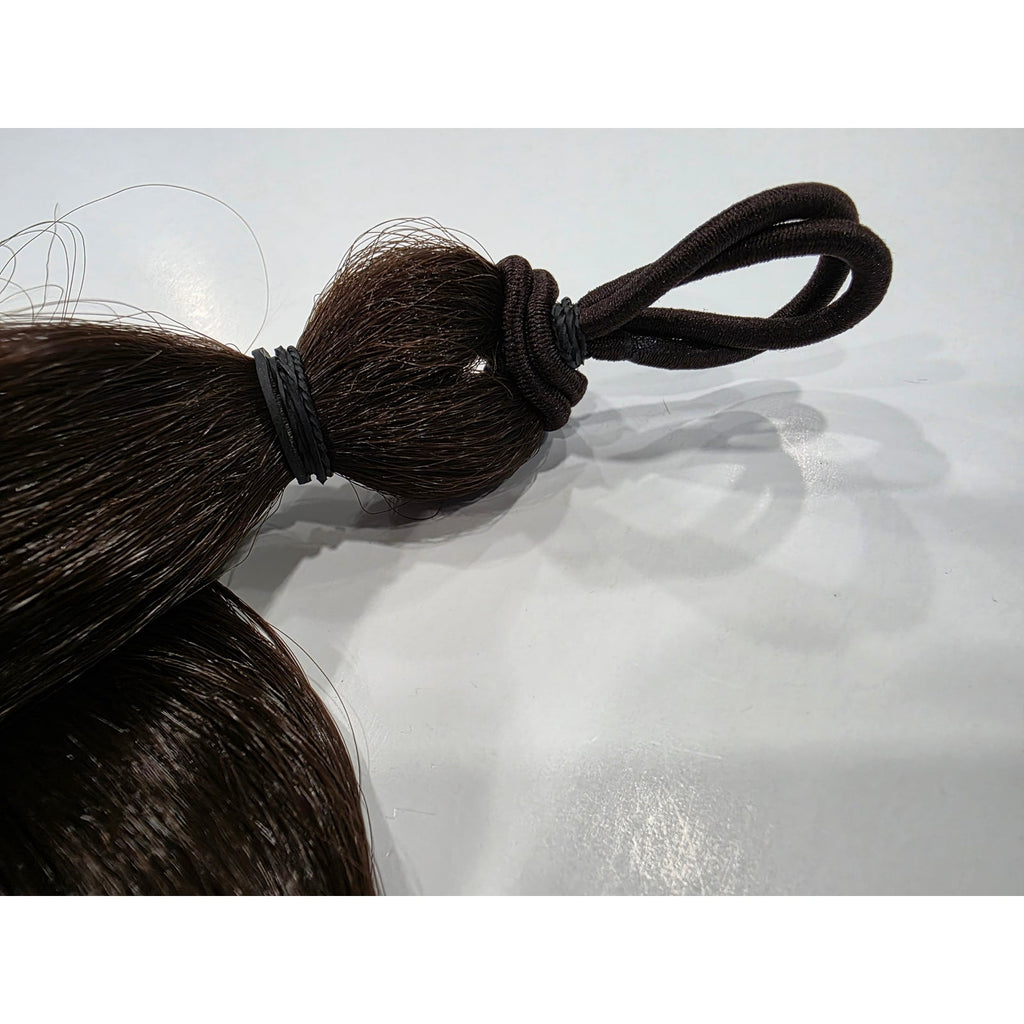 Medium brown ponytail extension 24 inch, color 6 straight synthetic hair pony fall