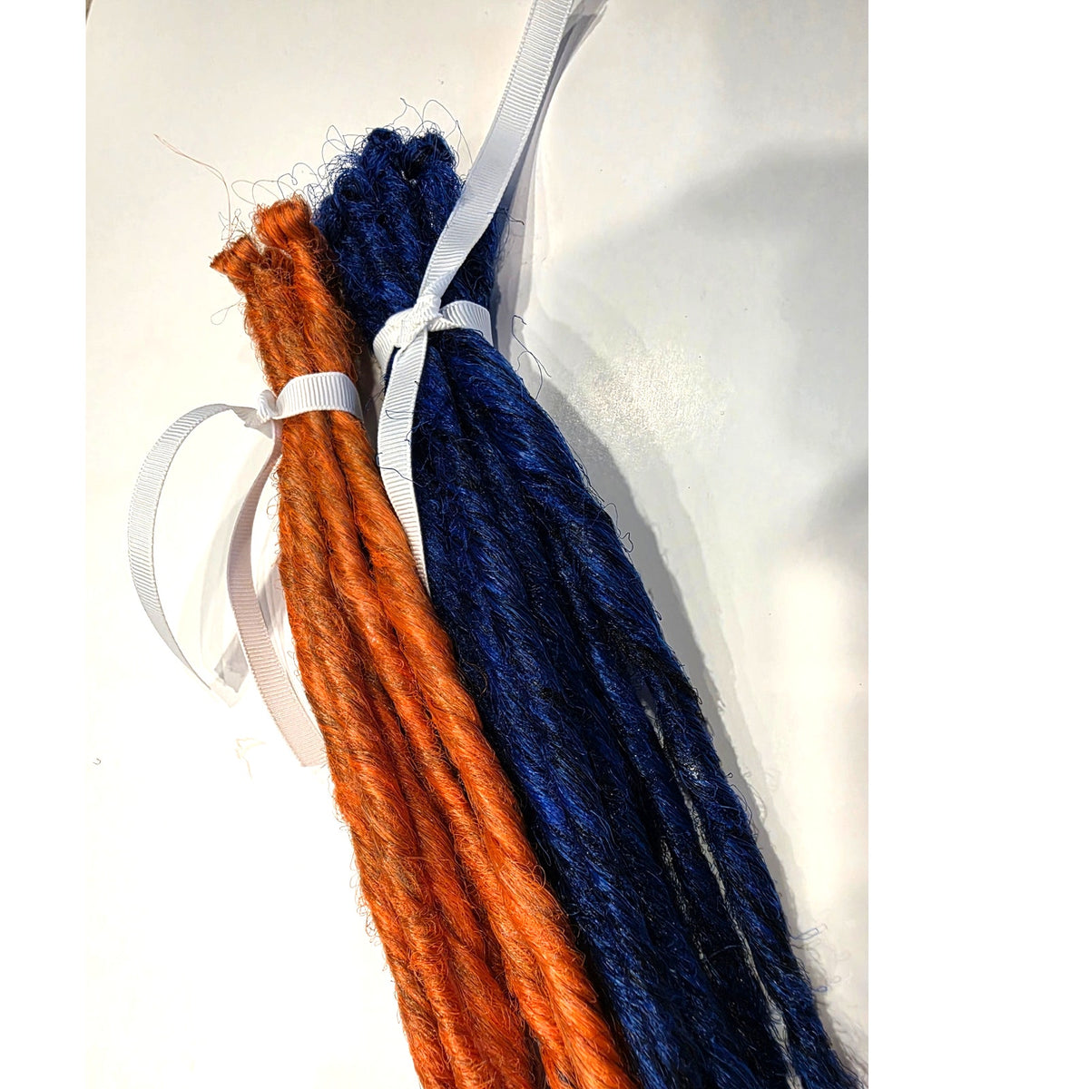 10 SE Single Ended Orange and Dark Blue Dreads Dreadlocks Hair Extensions