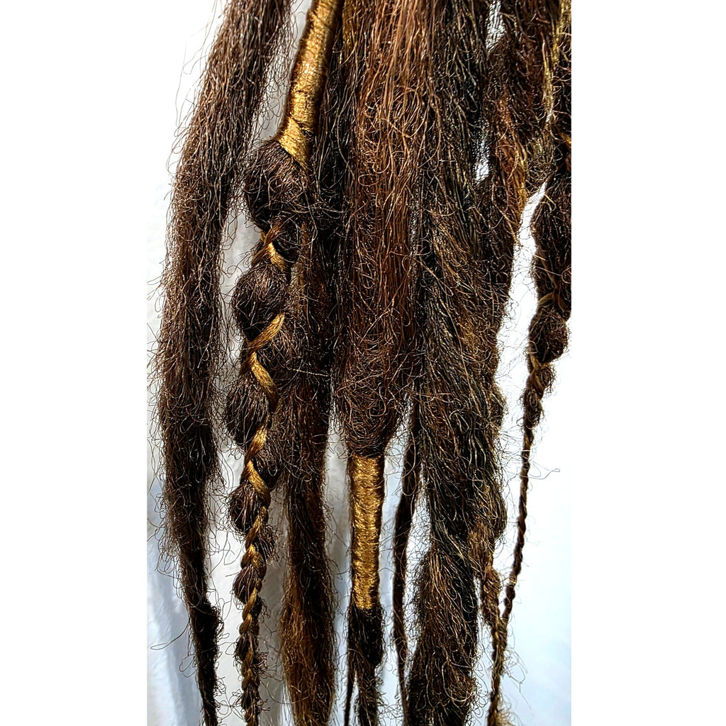 10 SE Single Ended Brown Natural Mix Synthetic Dreads Dreadlocks Hair Extensions