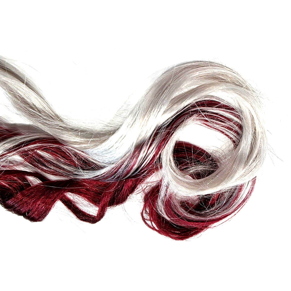 Burgundy Wine Red and Silver White Clip in Synthetic Hair Extensions Streaks