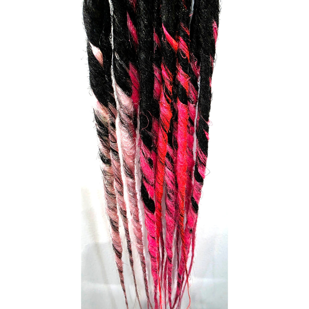15 SE Single Ended Black and Pink Ombre Dreads Dreadlock Hair Extensions