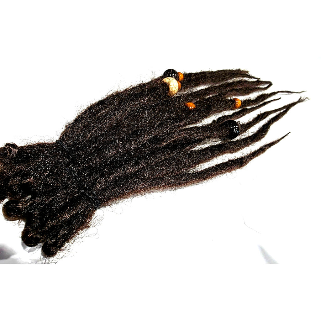 10 SE Single Ended Dark Brown Dreads Dreadlocks Hair Extensions Knotty Natural