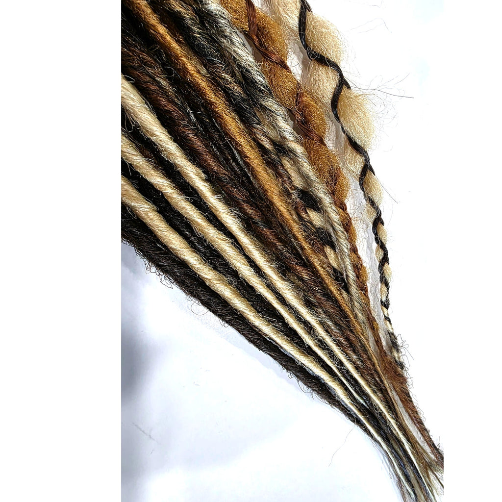 20 SE Single Ended Blonde Brown Gold Synthetic Dreads Dreadlocks Hair Extensions