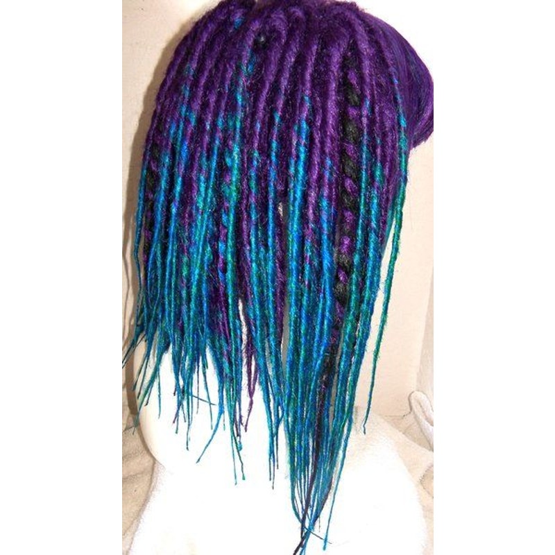 Full Cap Dread Dreadlock Wig Deep Purple Teal Green Blue Turquoise Handmade