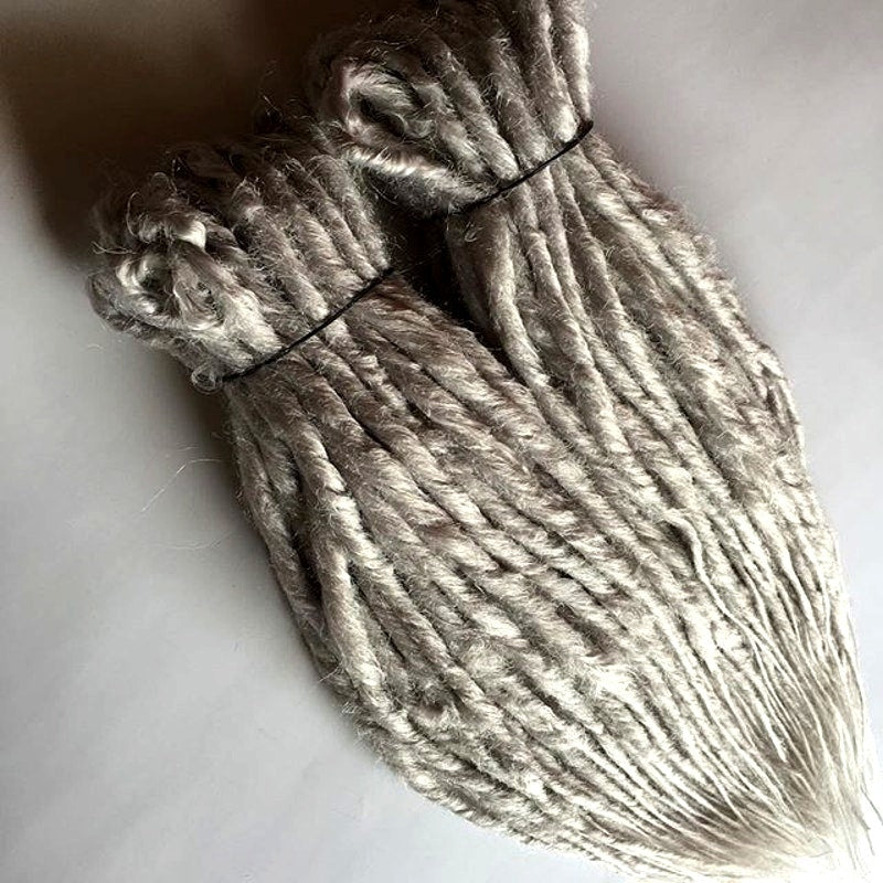 50 DE Double Ended Dreads Dreadlocks Hair Extensions White Silver Grey