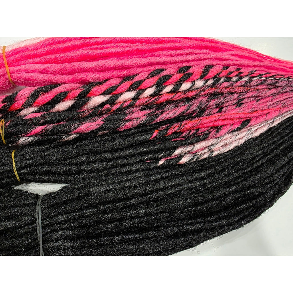 95 SE Single Ended Black & Pink Synthetic Dreads Dreadlocks Hair Extensions