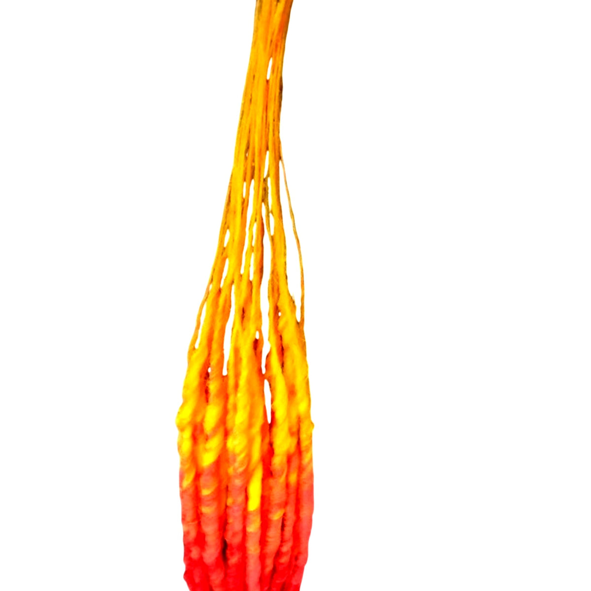 25 SE Single Ended Flame Fire Dreads Dreadlock Hair Extension Red Orange Yellow
