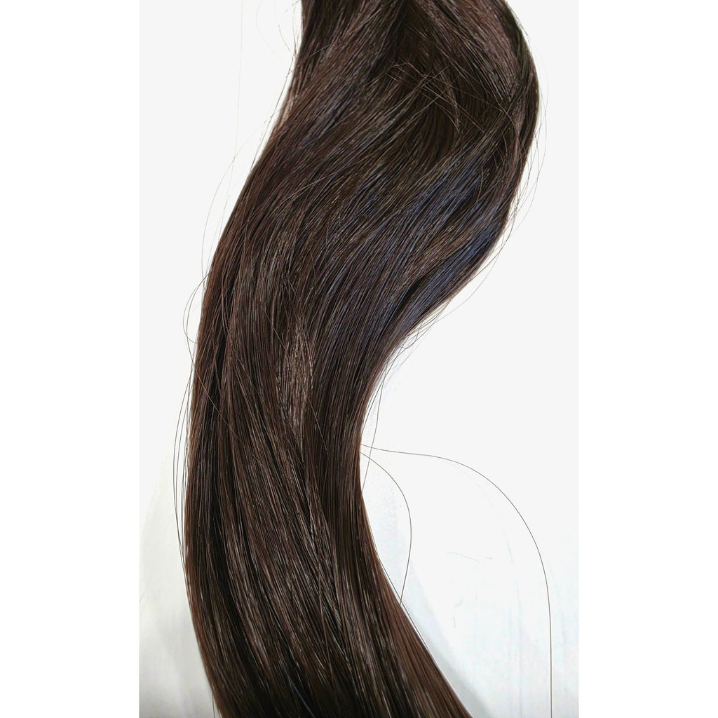 Medium brown ponytail extension 24 inch, color 6 straight synthetic hair pony fall