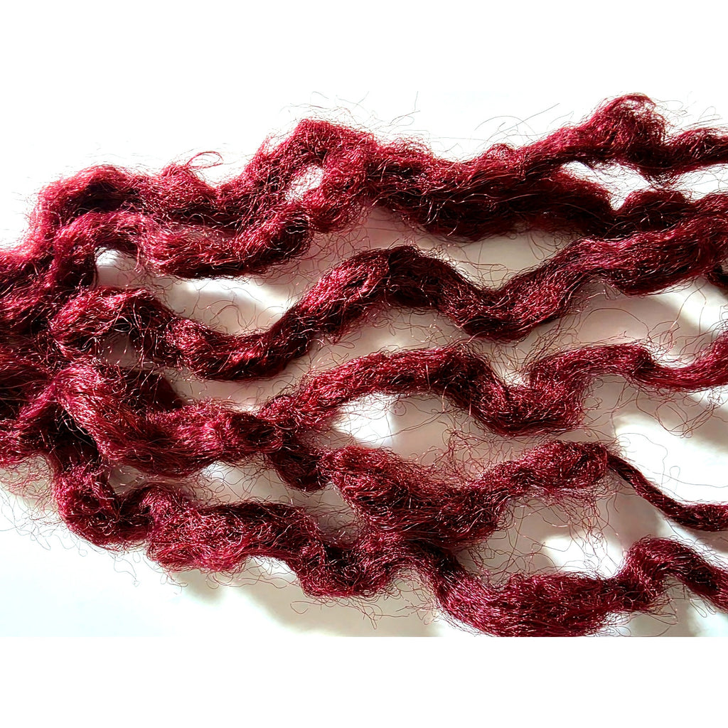 6 SE Single Ended Burgundy Red Wavy Curly Natural Dreads Dreadlocks Hair Extensions