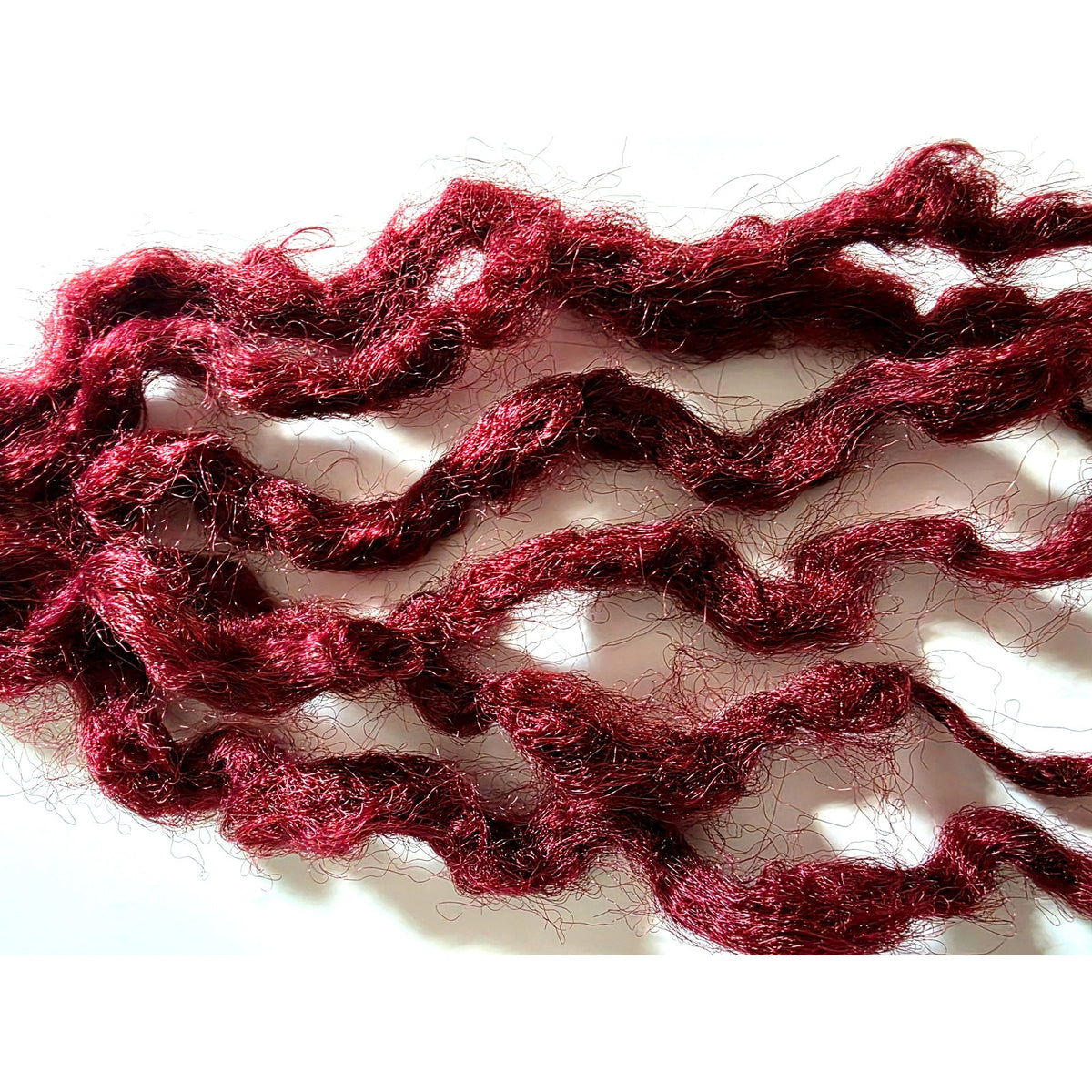 6 SE Single Ended Burgundy Red Wavy Curly Natural Dreads Dreadlocks Hair Extensions