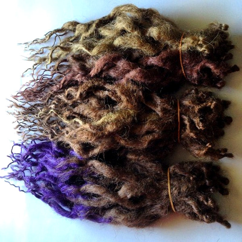 45 SE Single Ended Dreads Dreadlocks Hair Extensions Wavy Curly Auburn Purple