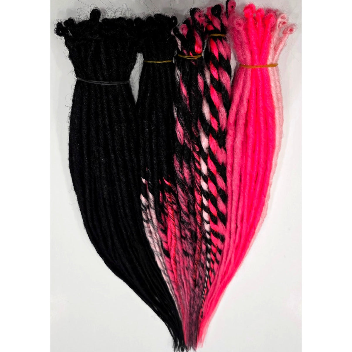 95 SE Single Ended Black & Pink Synthetic Dreads Dreadlocks Hair Extensions