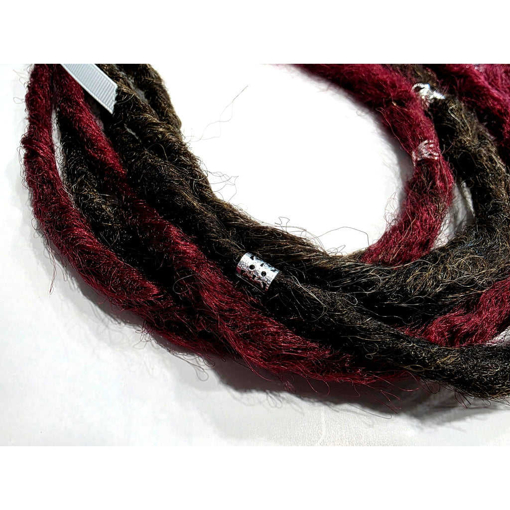 6 SE Single Ended Dreads Dreadlocks Hair Extensions Knotty Burgundy Red Brown