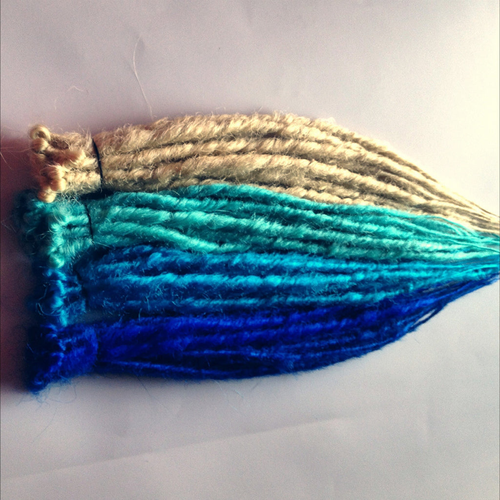 40 SE Single Ended Blue Blonde Dreads Dreadlocks Hair Extensions