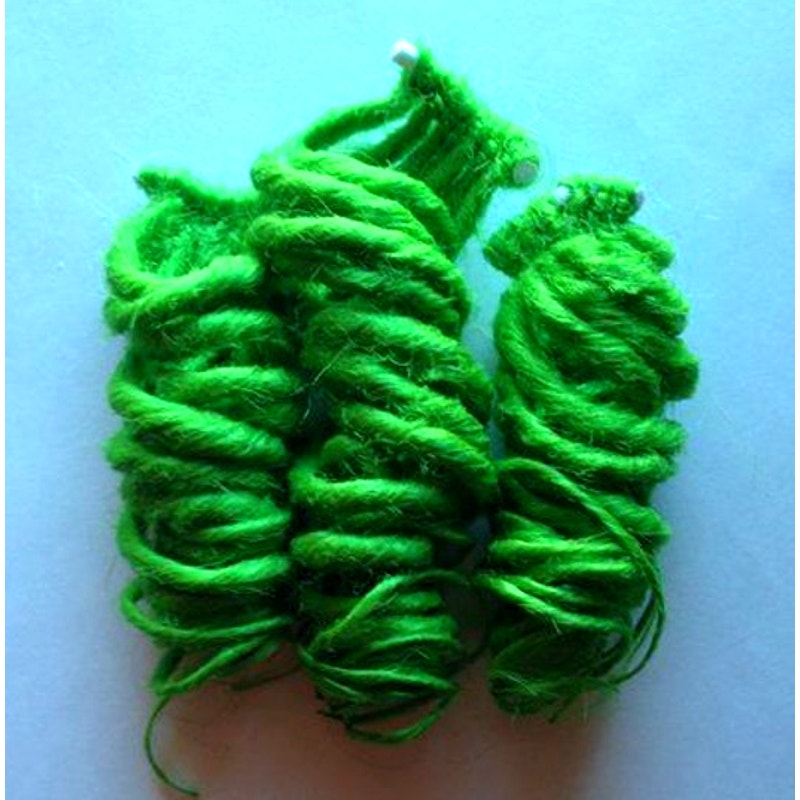 15 SE Single Ended Bright Lime Green Dreads Dreadlocks Hair Extensions Curly