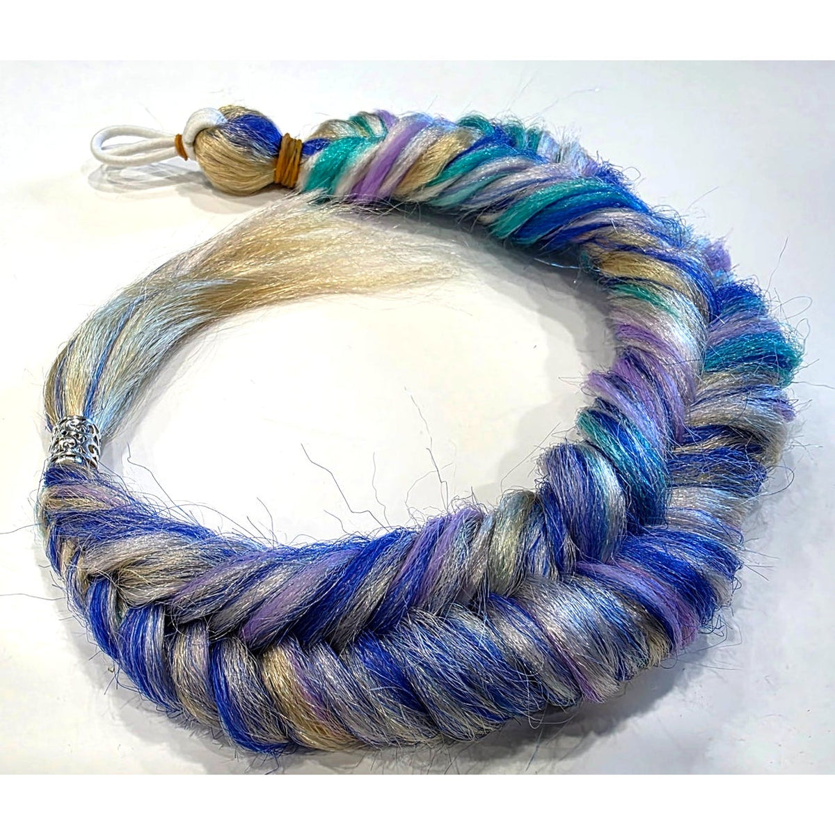 Mermaid fishtail braid ponytail extension 20 inch, blue purple green blonde festival hair fall