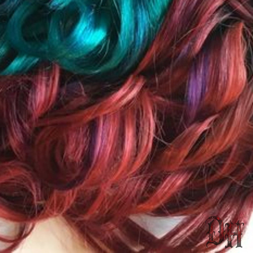Balayage Ombre Human Hair Extensions Clip or Tape Black Teal Blue Pink Purple