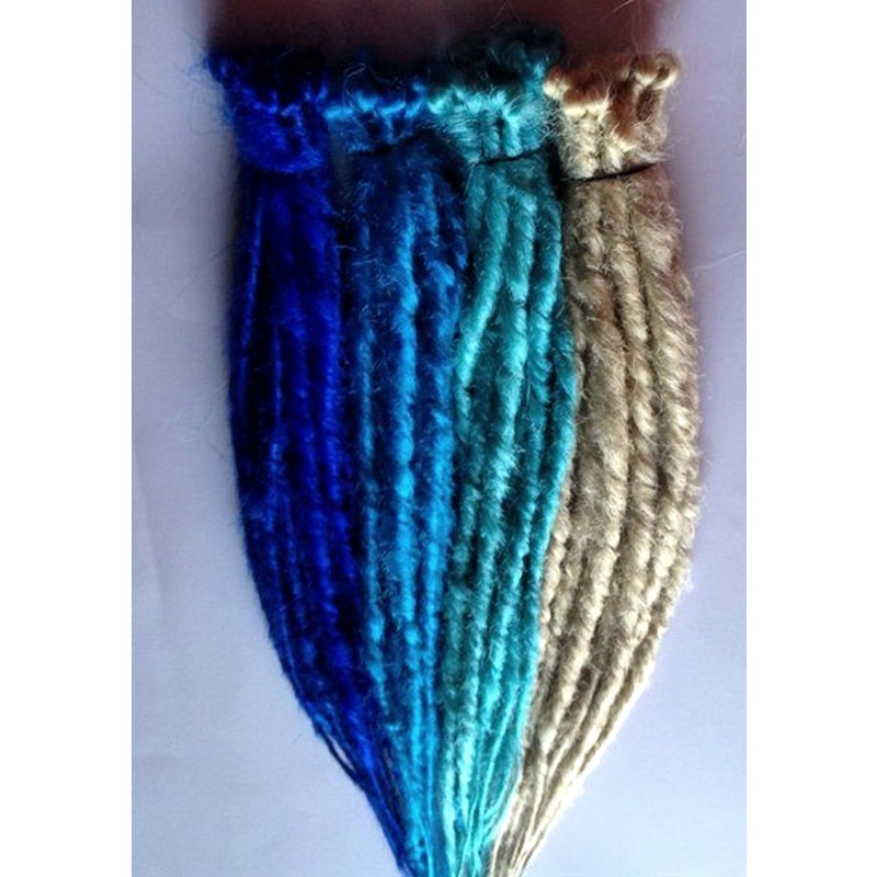 60 SE Single Ended Blonde Blue Dreads Dreadlocks Hair Extensions