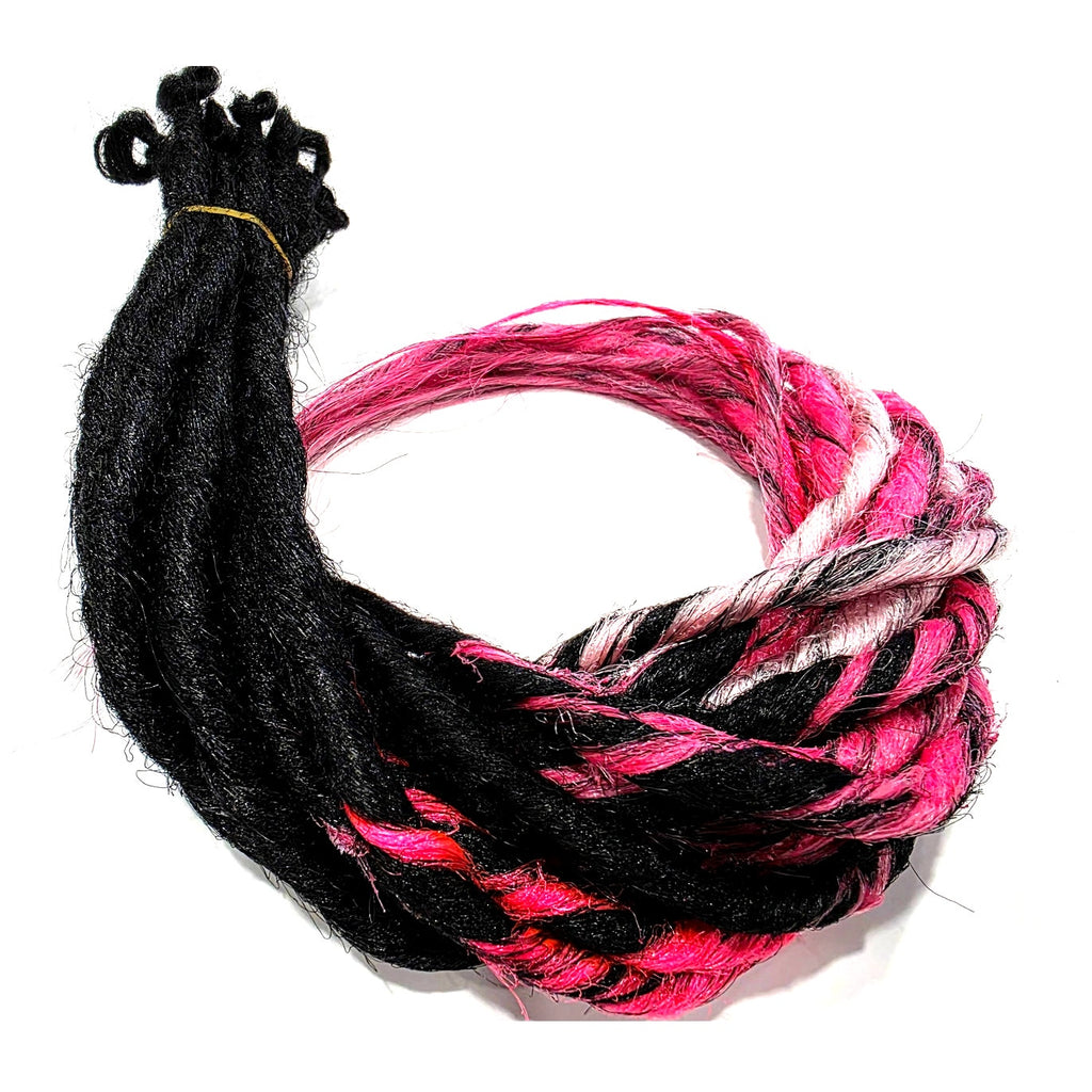 15 SE Single Ended Black and Pink Ombre Dreads Dreadlock Hair Extensions