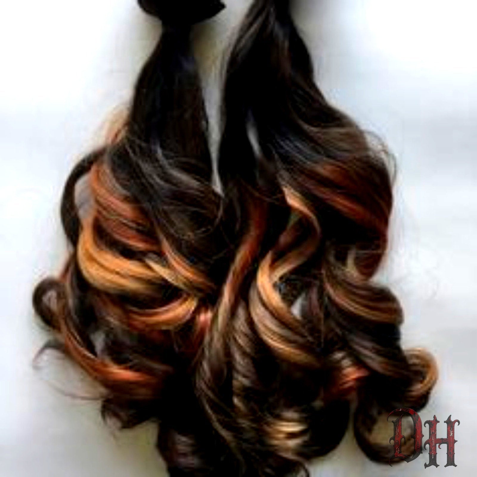 Black Brown Gold Auburn Balayage Ombre Human Hair Extensions Full Set