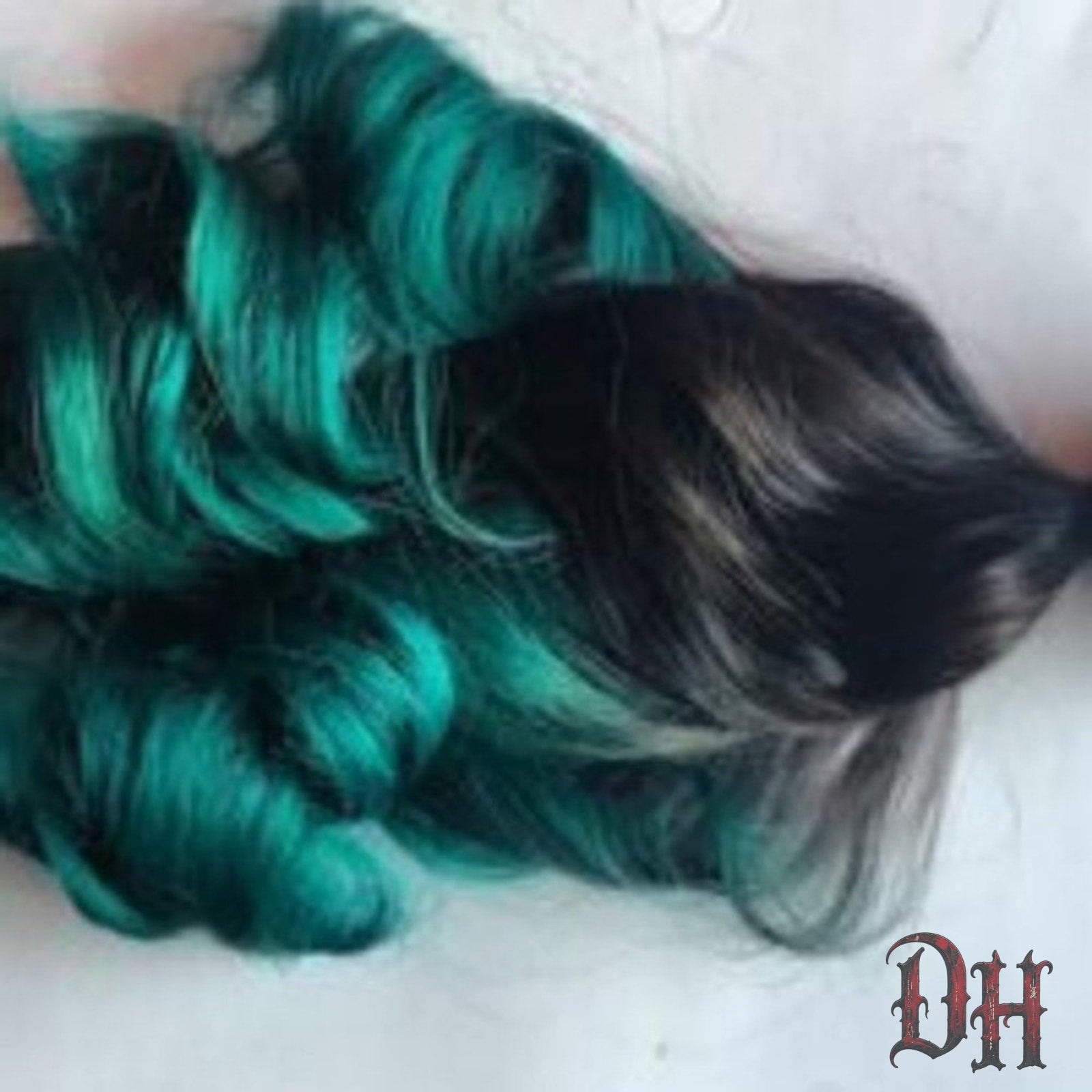 Black Teal Green Ombre Human Hair Clip or Tape in Extensions