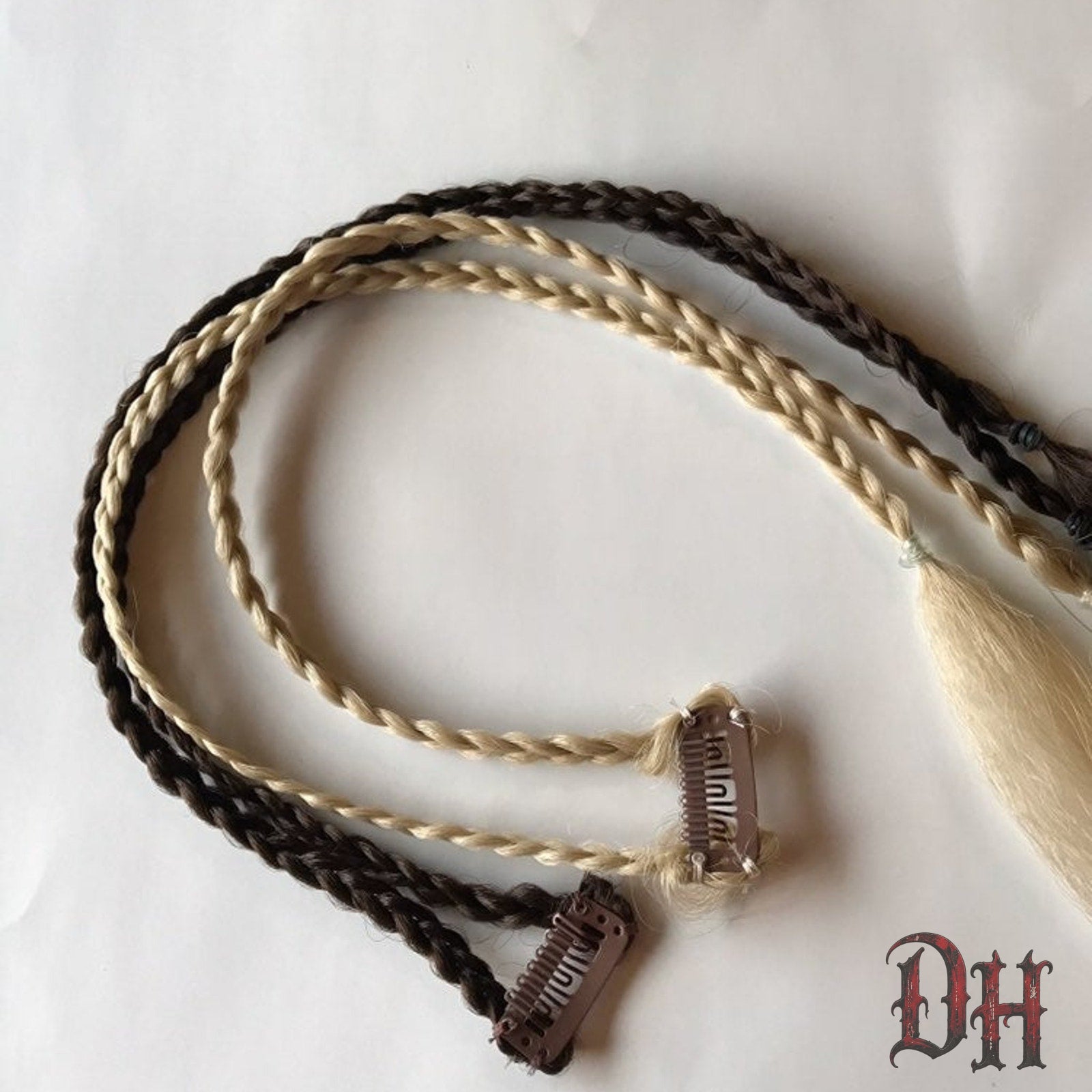 Blonde and Brown Clip in Braids Hair Extensions