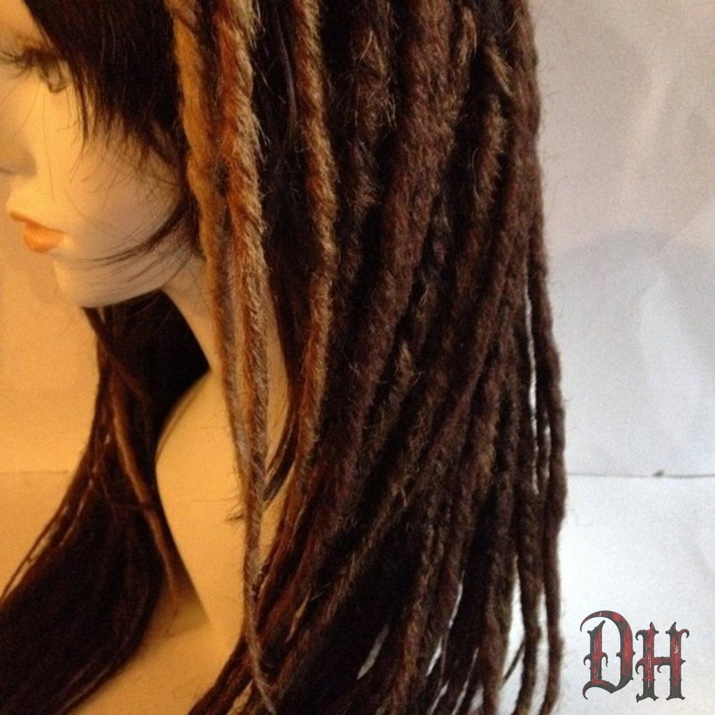 Brown Full Dread Dreadlock Wig With Fringe Bangs