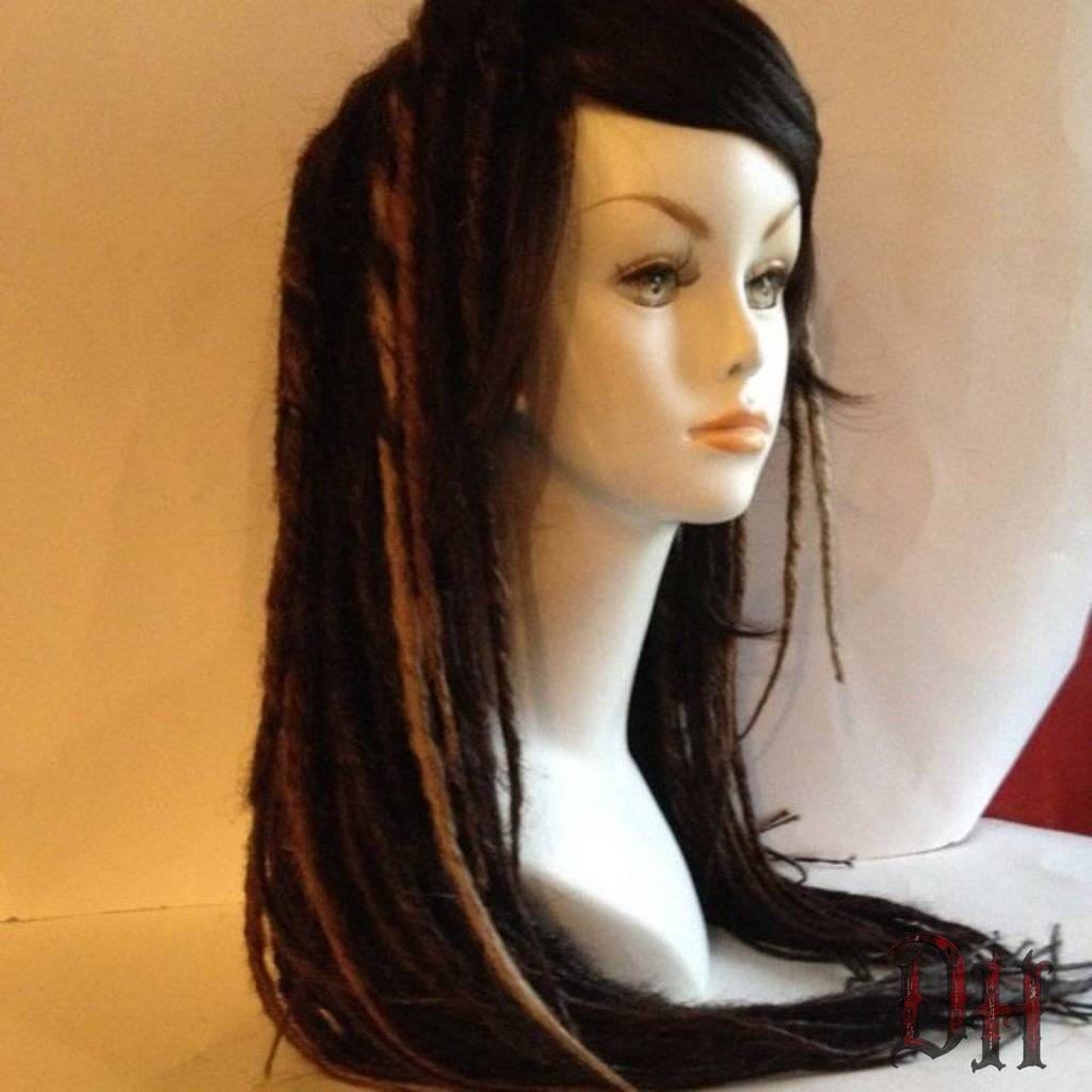 Brown Full Dread Dreadlock Wig With Fringe Bangs