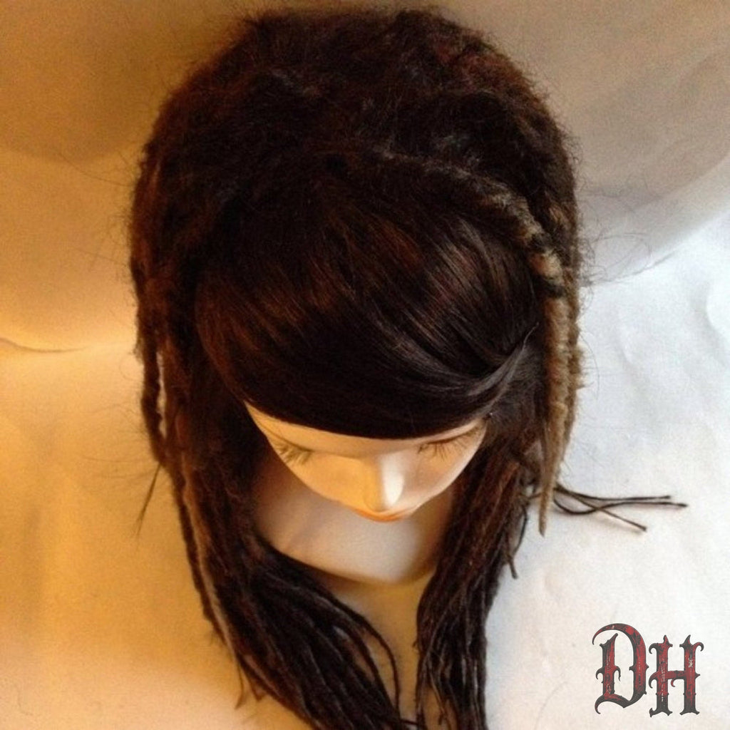 Brown Full Dread Dreadlock Wig With Fringe Bangs