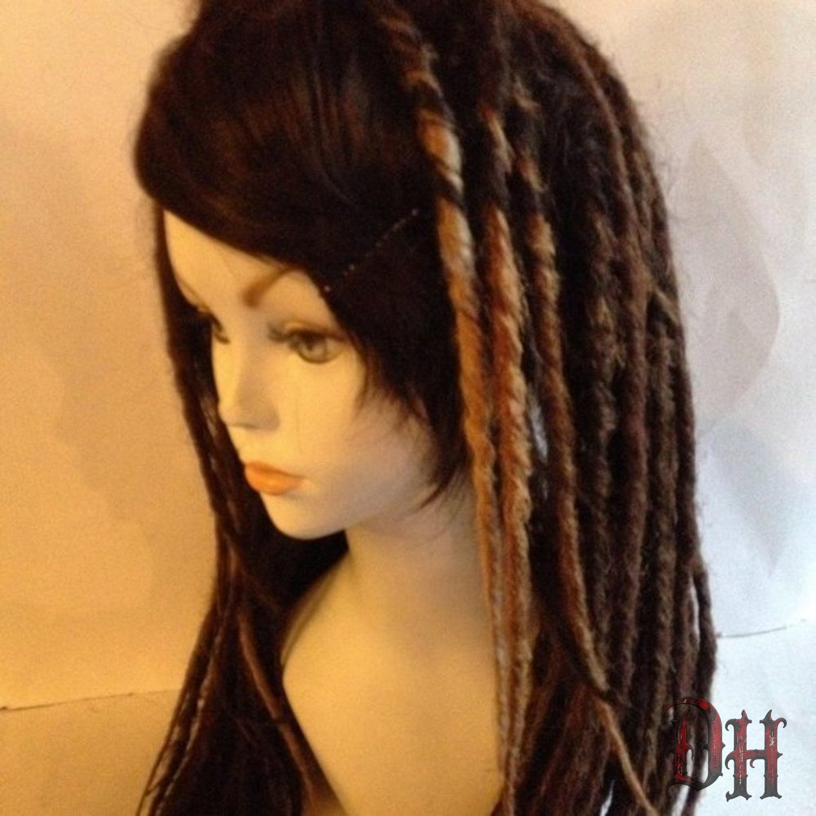 Brown Full Dread Dreadlock Wig With Fringe Bangs