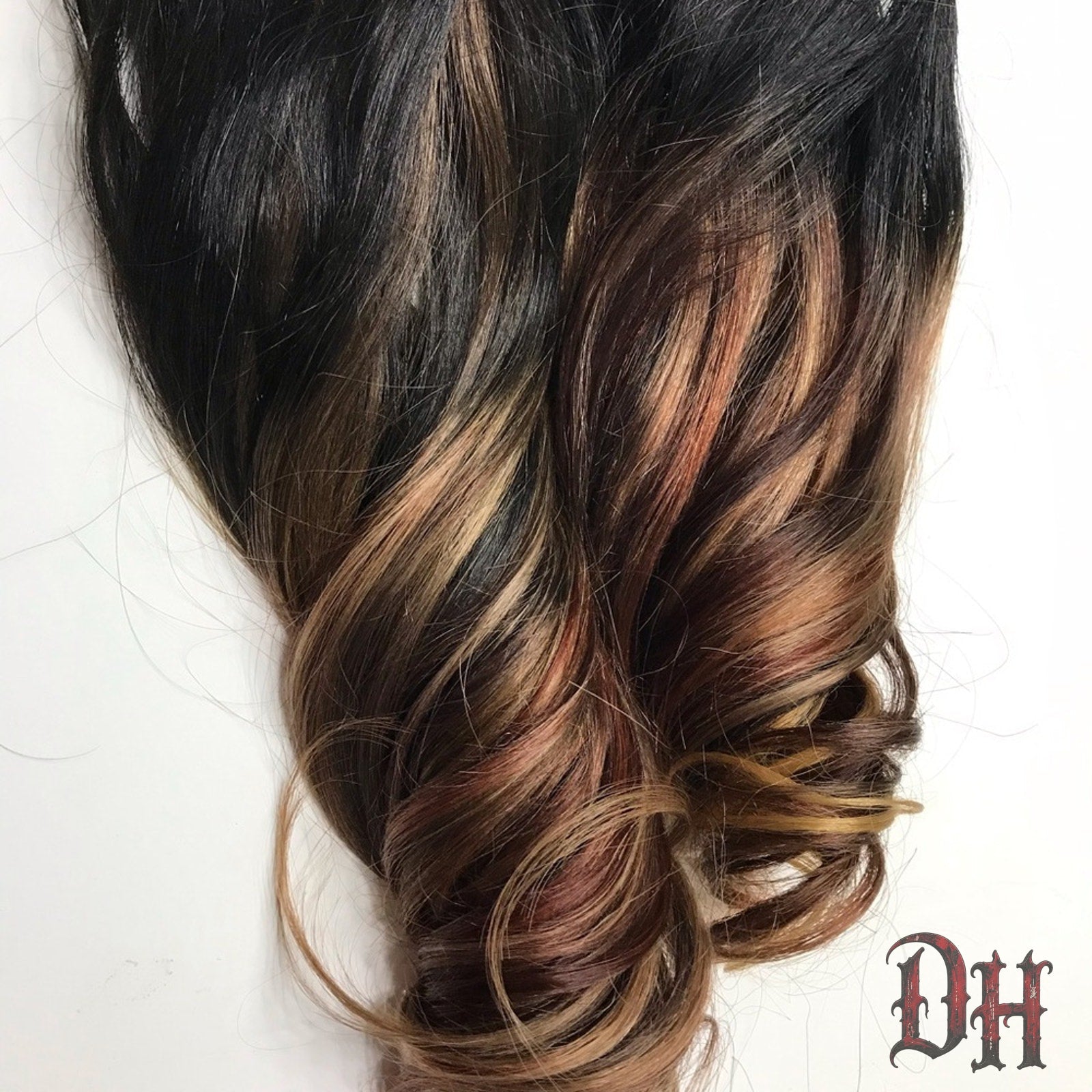 Brown Gold Auburn Balayage Ombre Hair Extensions Clip / Tape Human Hair