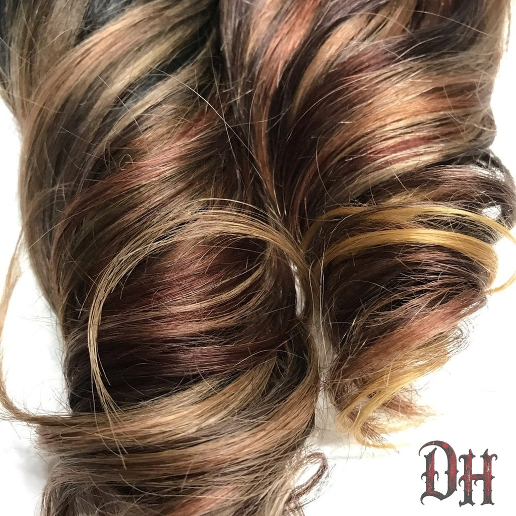 Brown Gold Auburn Balayage Ombre Hair Extensions Clip / Tape Human Hair