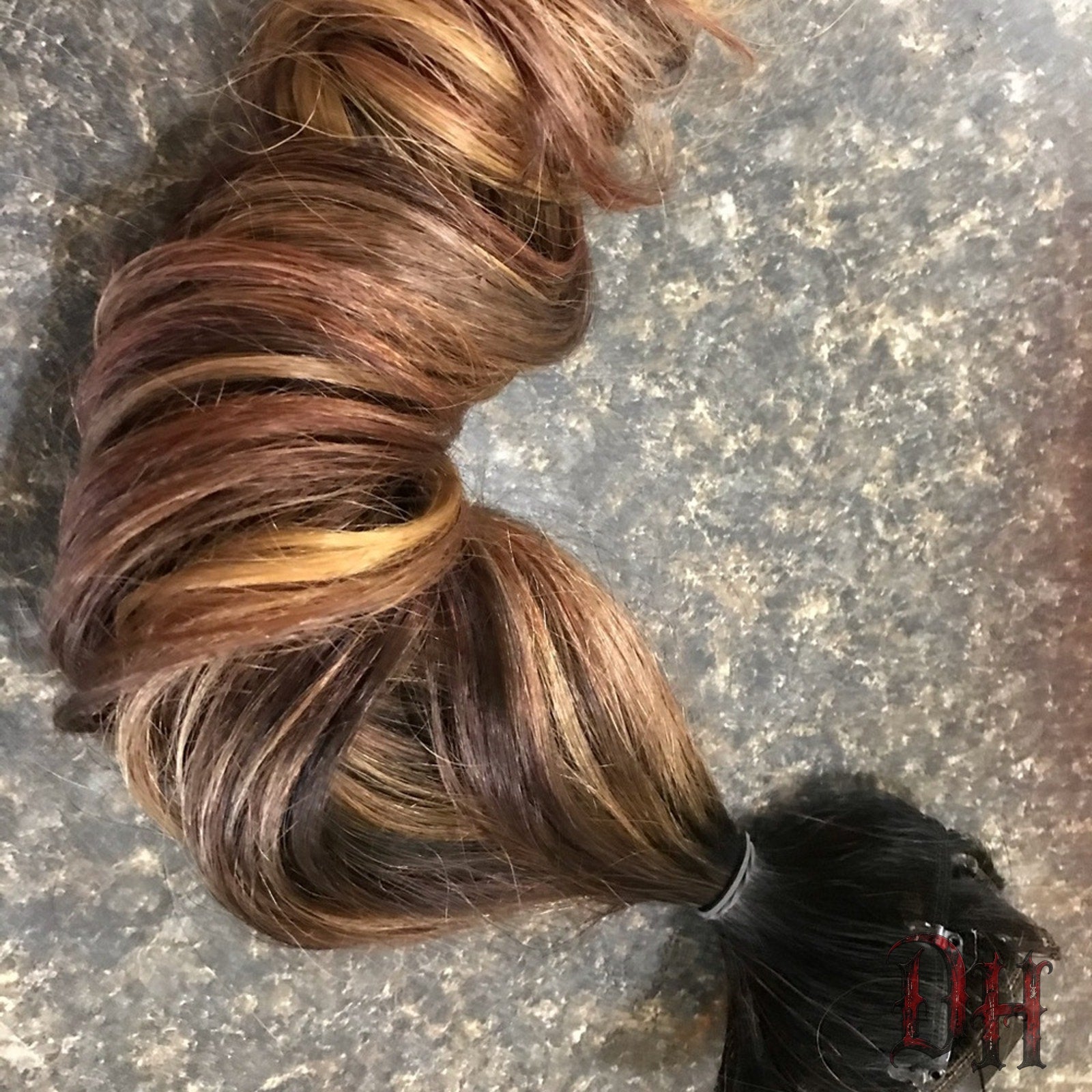 Brown Gold Auburn Balayage Ombre Hair Extensions Clip / Tape Human Hair