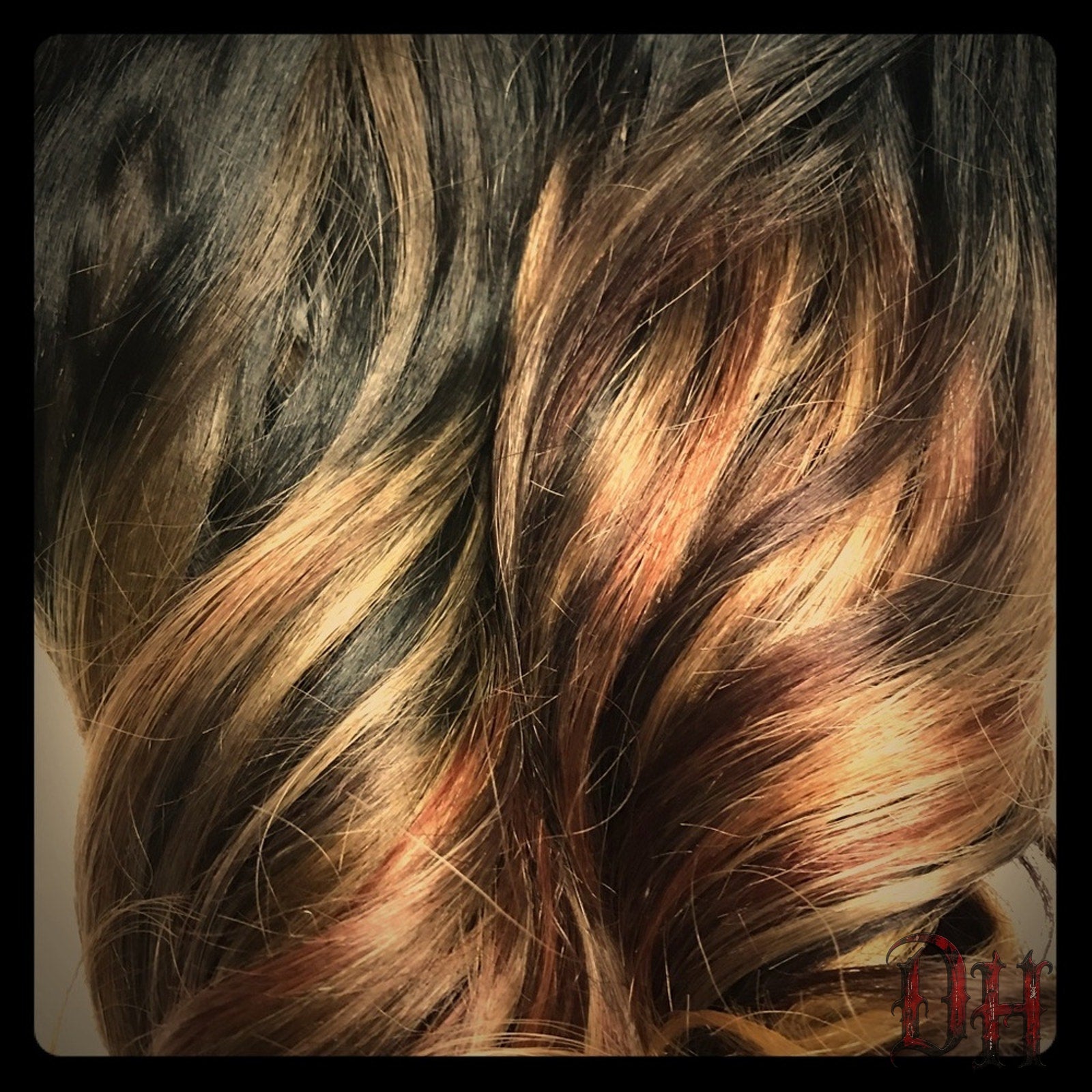 Brown Gold Auburn Balayage Ombre Hair Extensions Clip / Tape Human Hair