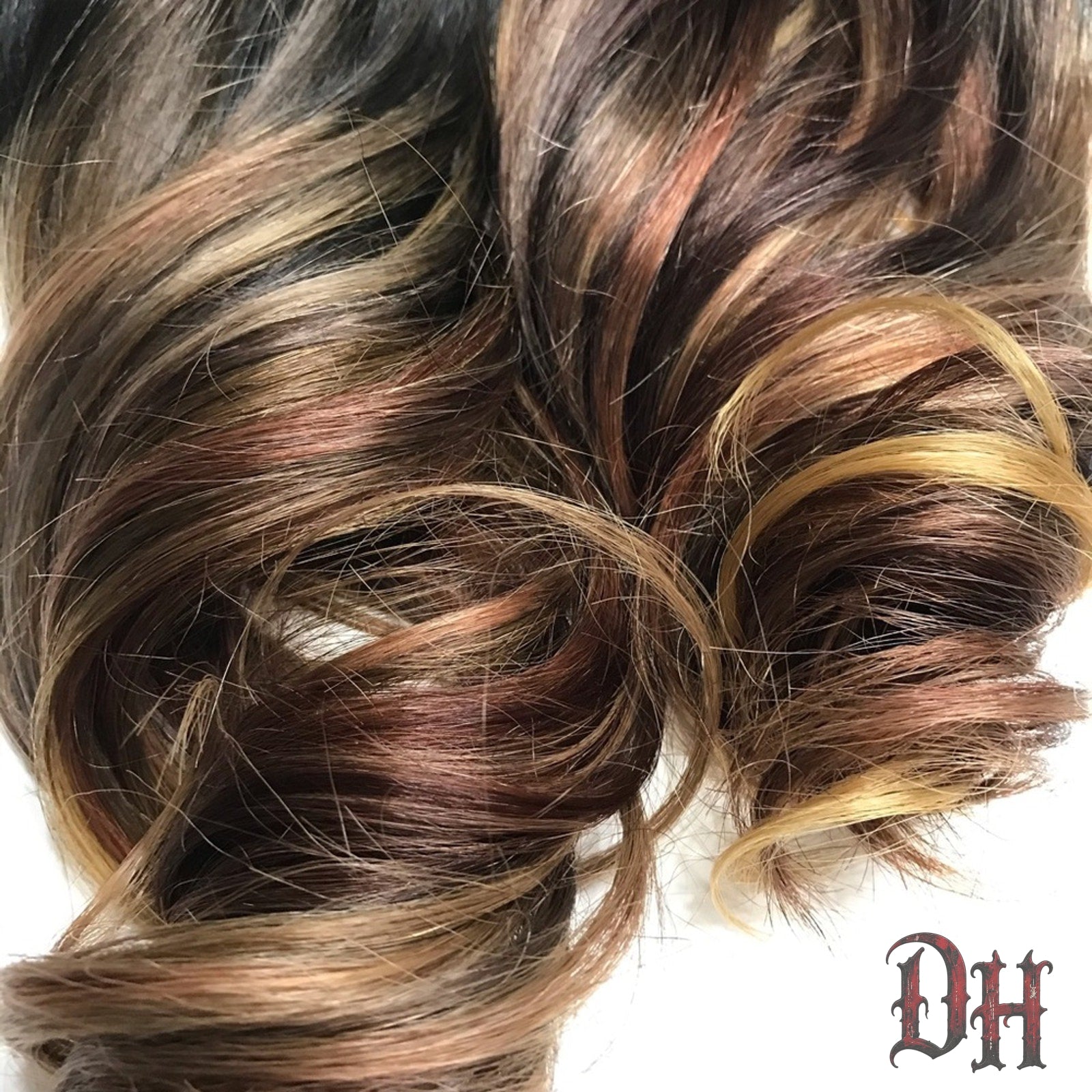 Brown Gold Auburn Balayage Ombre Hair Extensions Clip / Tape Human Hair