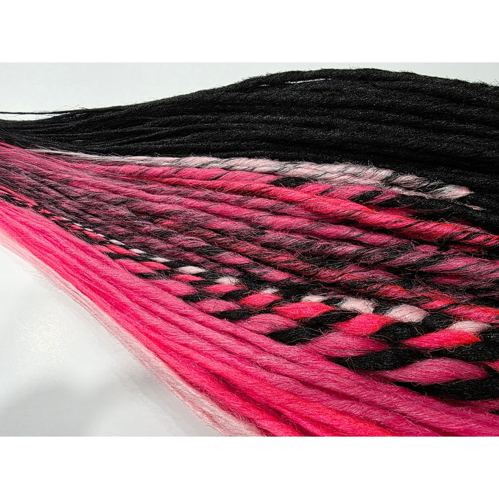 95 SE Single Ended Black & Pink Synthetic Dreads Dreadlocks Hair Extensions