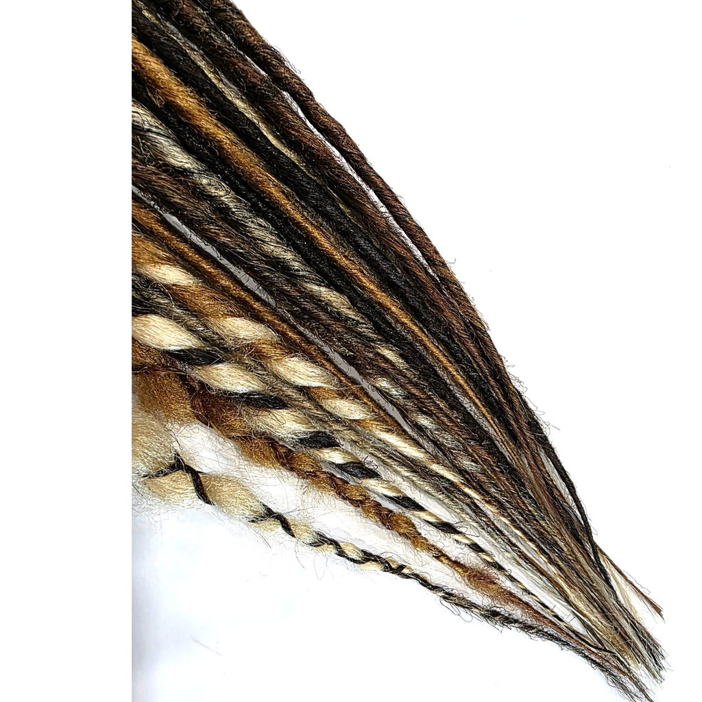 20 SE Single Ended Blonde Brown Gold Synthetic Dreads Dreadlocks Hair Extensions