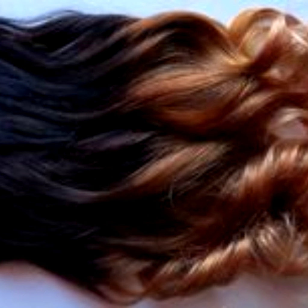 Black Auburn Gold Ombre Human Hair Clip or Tape Extensions