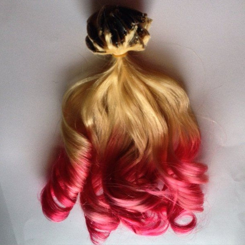 Light Blonde Pink Ombre Human Hair Clip or Tape in Extensions 18 inches
