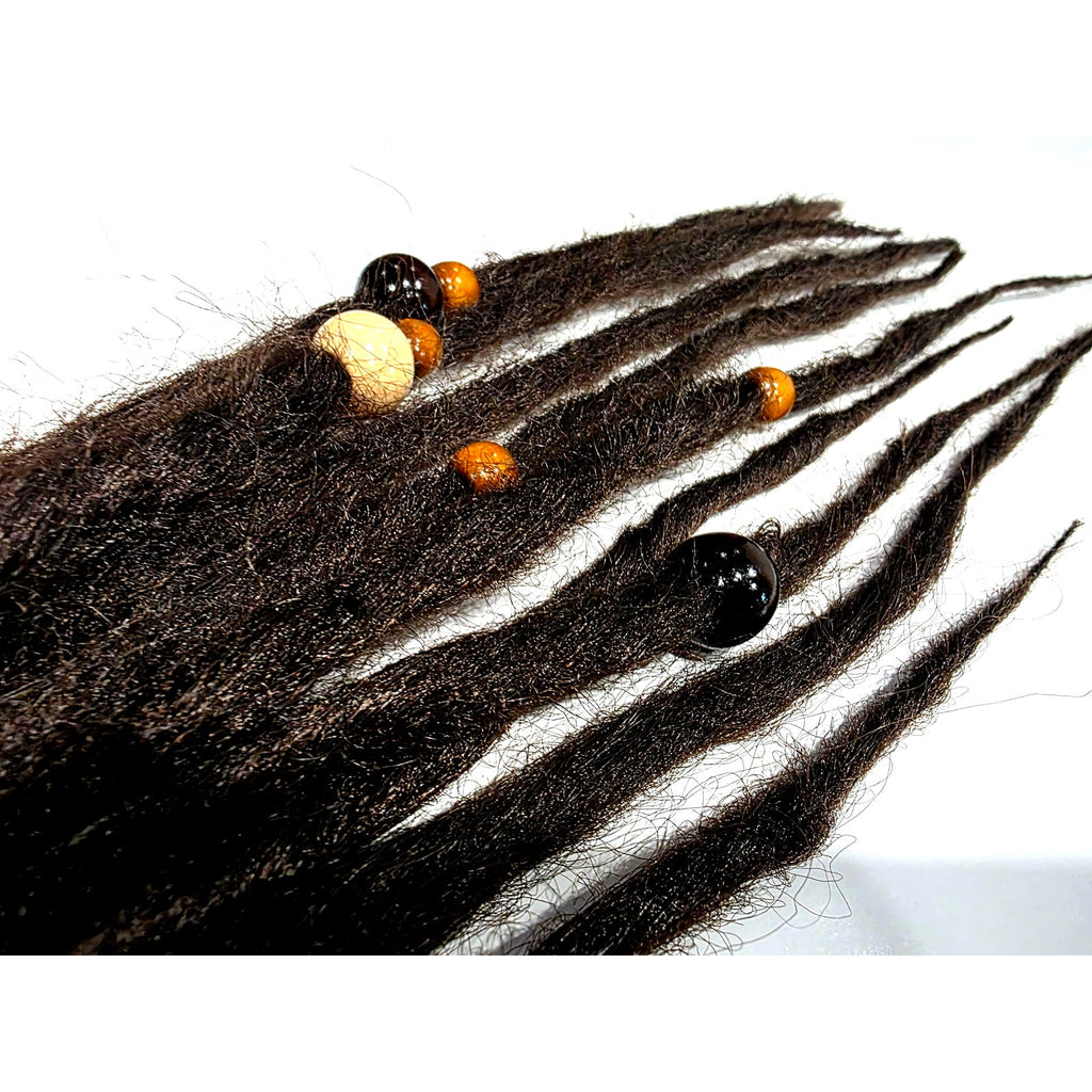 10 SE Single Ended Dark Brown Dreads Dreadlocks Hair Extensions Knotty Natural