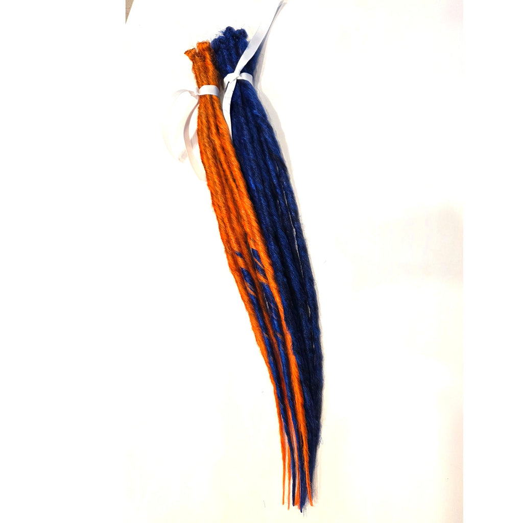 10 SE Single Ended Orange and Dark Blue Dreads Dreadlocks Hair Extensions