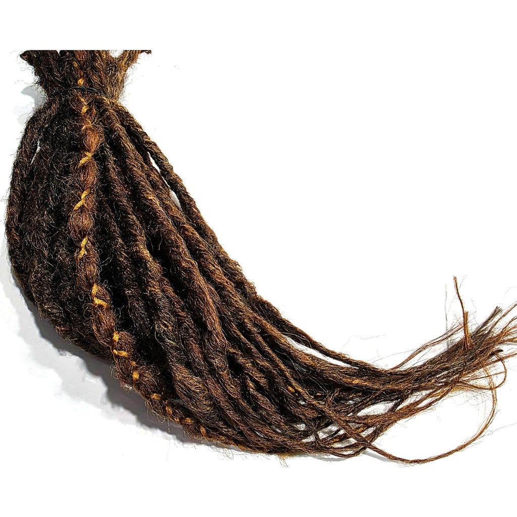 25 SE Single Ended Auburn Brown Synthetic Dread Dreadlock Hair Extensions Knotty