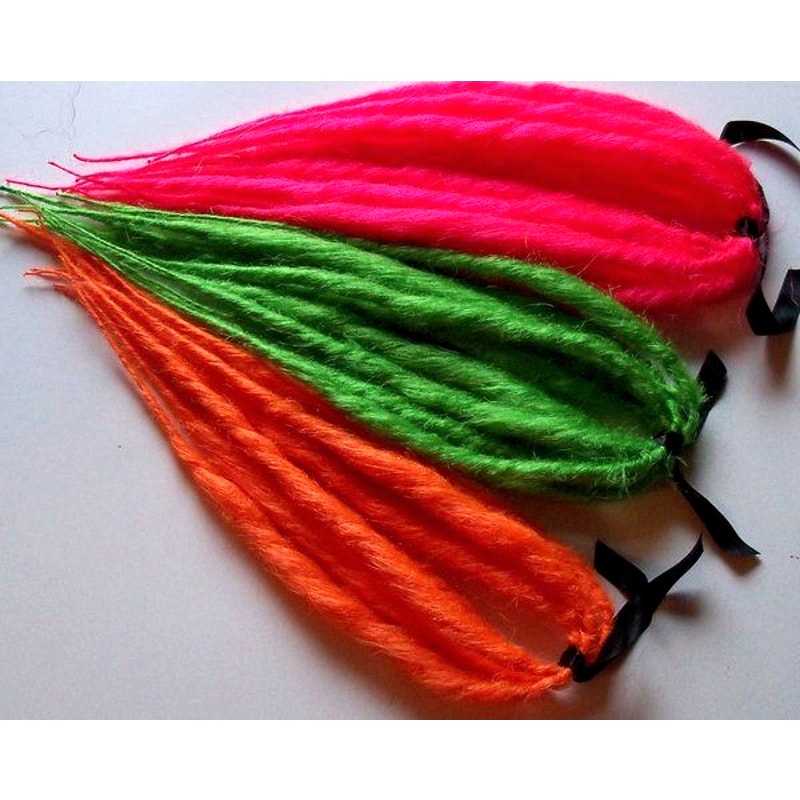 20 DE Orange Pink Green Double Ended Dreads Dreadlocks Hair Extensions