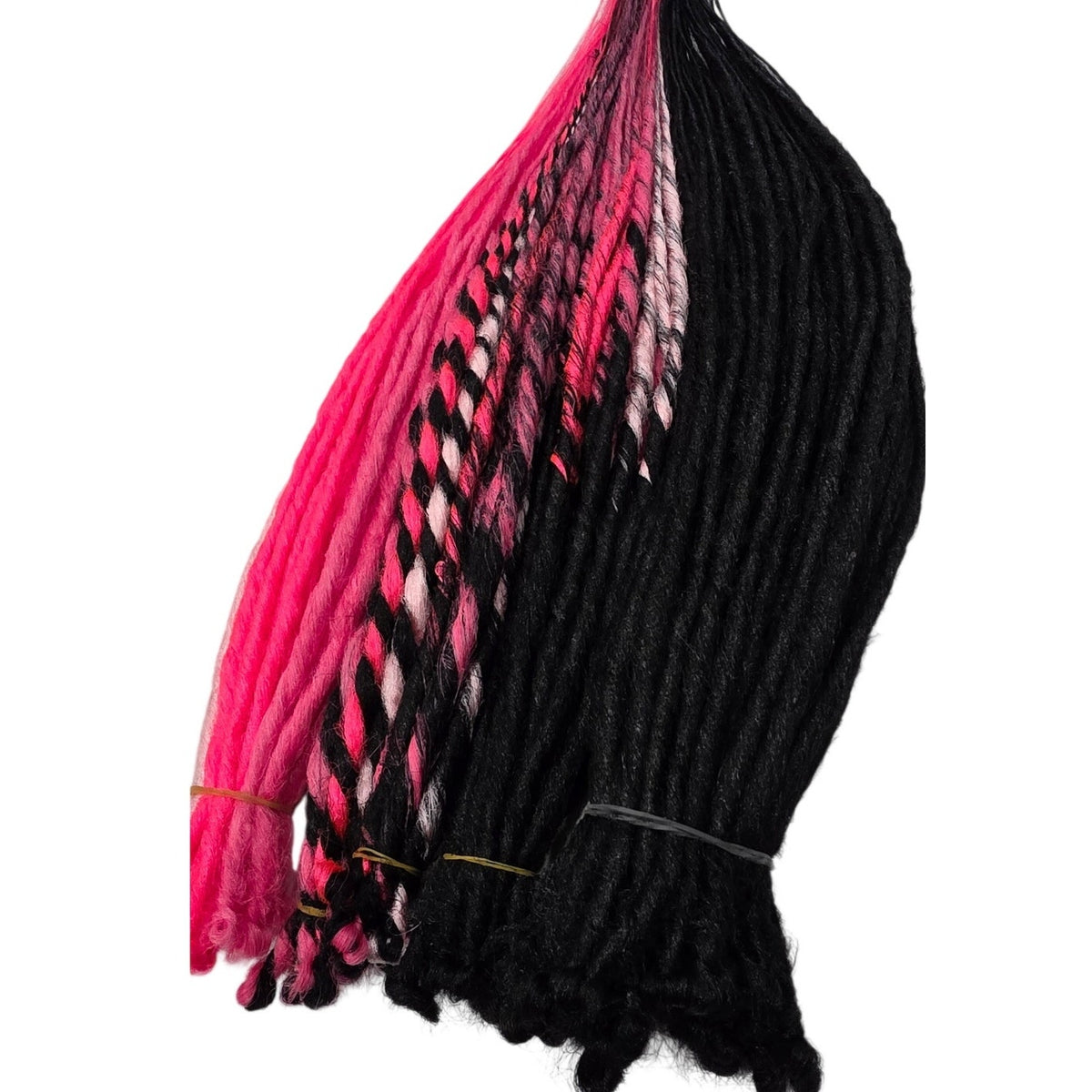 95 SE Single Ended Black & Pink Synthetic Dreads Dreadlocks Hair Extensions