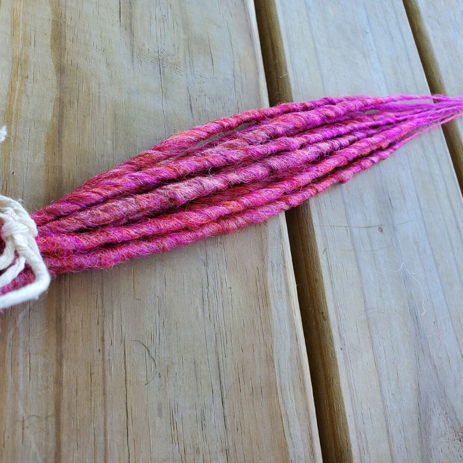 10 SE Single Ended Dark Pink Dreads Dreadlock Hair Extensions