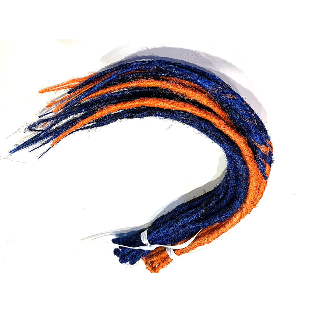 10 SE Single Ended Orange and Dark Blue Dreads Dreadlocks Hair Extensions