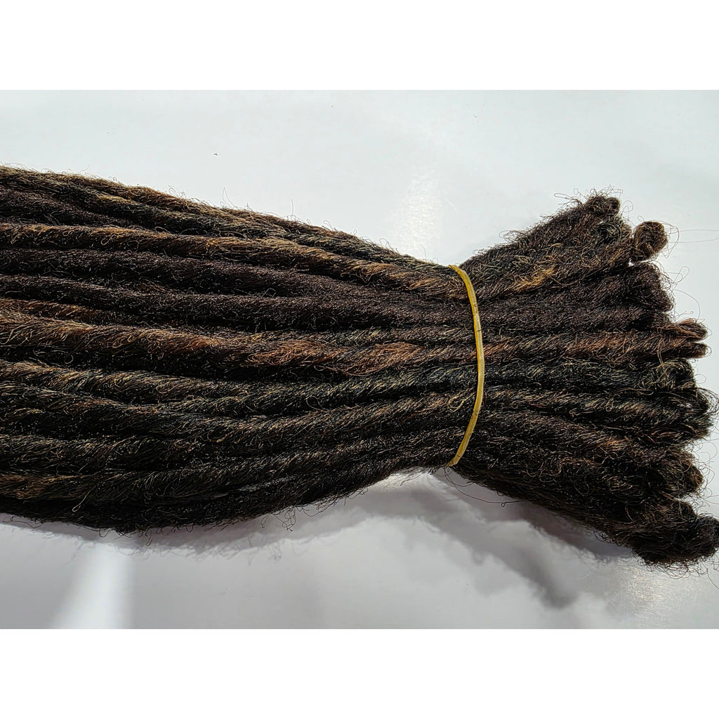 45 SE Single Ended Mix Dreads Dreadlocks Hair Extensions Brown Auburn