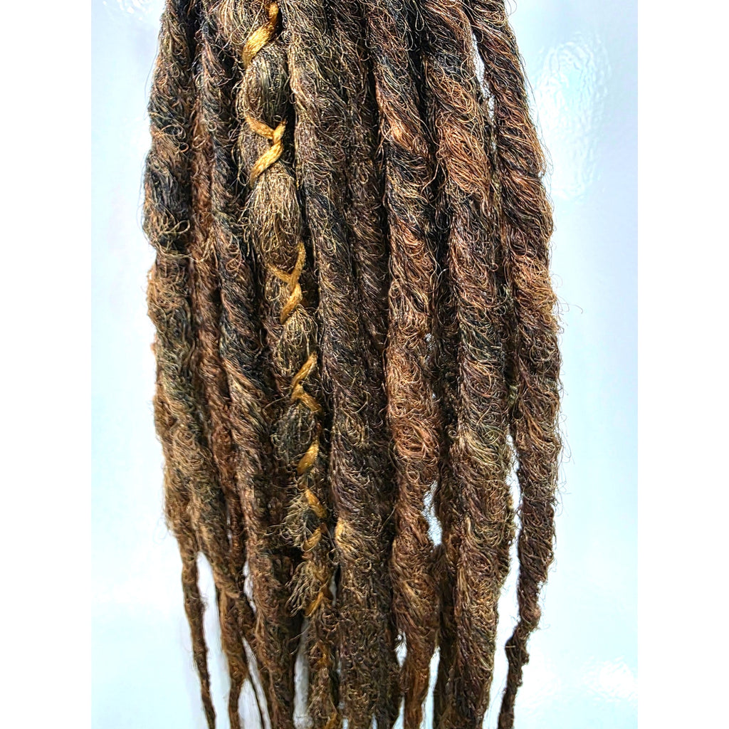 25 SE Single Ended Auburn Brown Synthetic Dread Dreadlock Hair Extensions Knotty